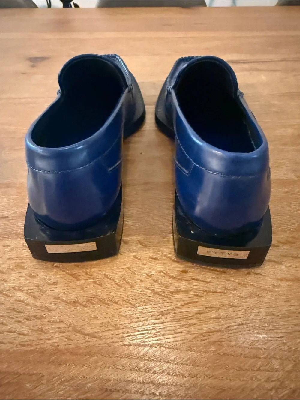 Eytys Navy Blue Tassel Loafers with Metal Accent